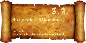 Belgrader Nikander névjegykártya